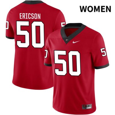 Women's Georgia Bulldogs NCAA #50 Warren Ericson Nike Stitched Red NIL 2022 Authentic College Football Jersey KEX8454AS